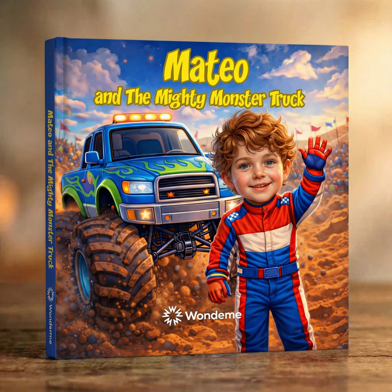 الصبي وشاحنة الوحش الجبارة